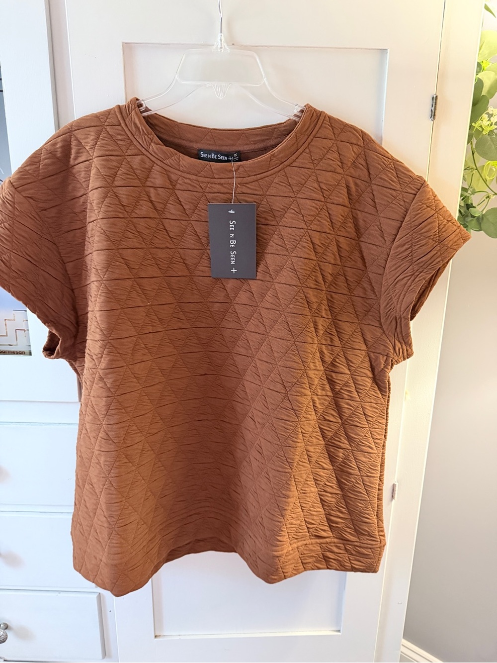See n Be Seen Quilted Short Sleeve Tee in Rust